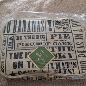 Kate Spade Cream and Black Text Print Pouch